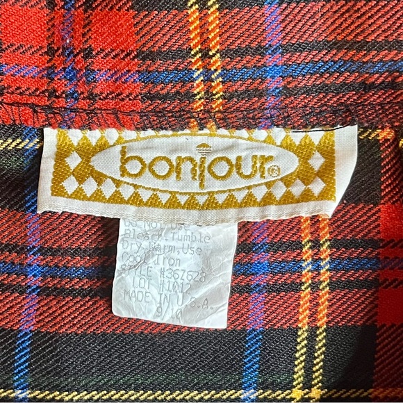 90s Red Plaid Pleated Skirt - Picture 2 of 4